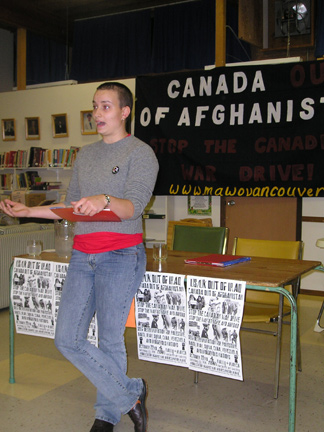 Nita Palmer speaking at October 7 forum against occupation of Afghanistan