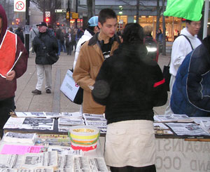 Petitioning at MAWO Antiwar Rally - Vancouver Art Gallery November 19, 2005