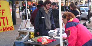 Petitioning at MAWO Antiwar Rally - Vancouver Art Gallery January 28, 2006